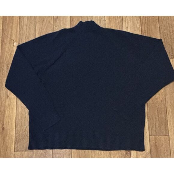 Quince Mock Neck Sweater Womens Small Organic Cotton Navy Oversized Boxy - Picture 7 of 7